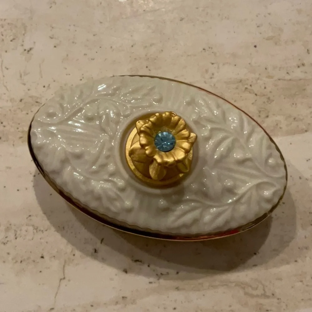 Lenox Trinket Box 1999 Aquamarine Gem Stone March Birthstone Collection Vintage - Picture 5 of 14